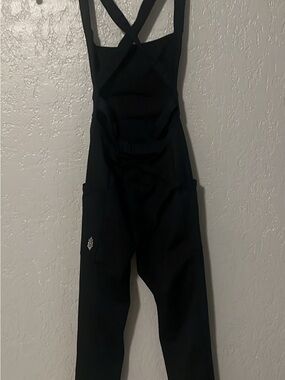 Free People Black Cross-Back Utility Jumpsuit